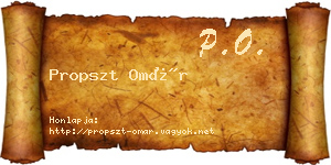 Propszt Omár névjegykártya